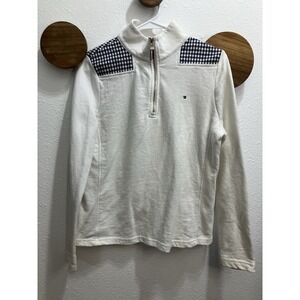 Tommy Hilfiger Women's  Quarter Zip Pullover Sweater Blue Gingham‎